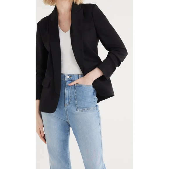 Scoop Womens Blazer Size S Black Scuba Knit Stretch Scrunch Sleeves Knit Comfort - Picture 6 of 6